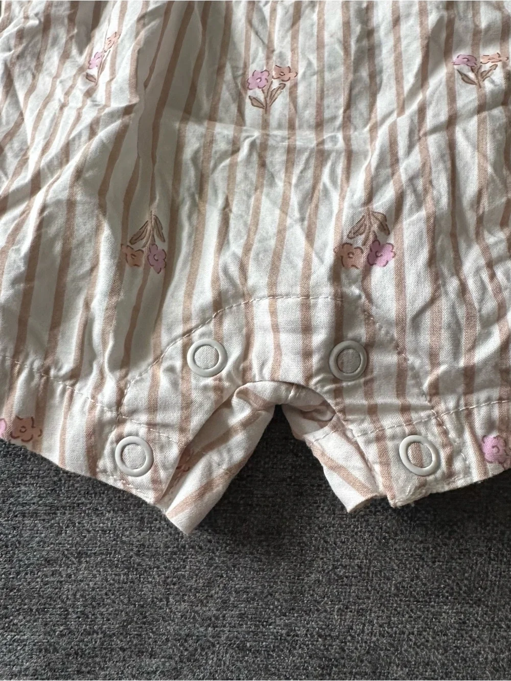 Unbranded Girls' Blue Ribbed Romper and Cream Floral Stripe Romper Set